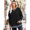 image:imageWIHOLL Crewneck Sweatshirts Women Pockets Long Sleeve Tops Fall FashionBlack Grey