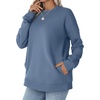 image:imageWIHOLL Crewneck Sweatshirts Women Pockets Long Sleeve Tops Fall FashionBlue