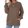 image:imageWIHOLL Crewneck Sweatshirts Women Pockets Long Sleeve Tops Fall FashionBrown Coffee