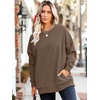 image:imageWIHOLL Crewneck Sweatshirts Women Pockets Long Sleeve Tops Fall FashionBrown Coffee