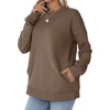 image:imageWIHOLL Crewneck Sweatshirts Women Pockets Long Sleeve Tops Fall FashionBrown Coffee