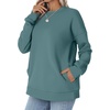 image:imageWIHOLL Crewneck Sweatshirts Women Pockets Long Sleeve Tops Fall FashionCadet Blue