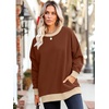 image:imageWIHOLL Crewneck Sweatshirts Women Pockets Long Sleeve Tops Fall FashionCaramel Apricot