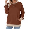 image:imageWIHOLL Crewneck Sweatshirts Women Pockets Long Sleeve Tops Fall FashionCaramel Apricot