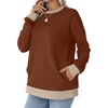 image:imageWIHOLL Crewneck Sweatshirts Women Pockets Long Sleeve Tops Fall FashionCaramel Apricot