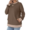 image:imageWIHOLL Crewneck Sweatshirts Women Pockets Long Sleeve Tops Fall FashionCoffee Beige