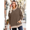 image:imageWIHOLL Crewneck Sweatshirts Women Pockets Long Sleeve Tops Fall FashionCoffee Beige