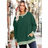 image:imageWIHOLL Crewneck Sweatshirts Women Pockets Long Sleeve Tops Fall FashionGreen Lime