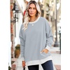 image:imageWIHOLL Crewneck Sweatshirts Women Pockets Long Sleeve Tops Fall FashionGrey White