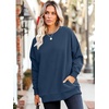 image:imageWIHOLL Crewneck Sweatshirts Women Pockets Long Sleeve Tops Fall FashionNavy
