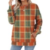 image:imageWIHOLL Crewneck Sweatshirts Women Pockets Long Sleeve Tops Fall FashionPlaid Caramel