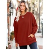 image:imageWIHOLL Crewneck Sweatshirts Women Pockets Long Sleeve Tops Fall FashionRed