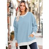image:imageWIHOLL Crewneck Sweatshirts Women Pockets Long Sleeve Tops Fall FashionSkyblue White