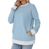 image:imageWIHOLL Crewneck Sweatshirts Women Pockets Long Sleeve Tops Fall FashionSkyblue White