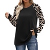 image:imageWIHOLL Long Sleeve Shirts for Women Color Block Raglan Tops Casual Crewneck Basic Tees Fall Clothes 2026 Fashion01  Leopard Black