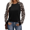 image:imageWIHOLL Long Sleeve Shirts for Women Color Block Raglan Tops Casual Crewneck Basic Tees Fall Clothes 2026 Fashion01  Leopard Black