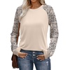 image:imageWIHOLL Long Sleeve Shirts for Women Color Block Raglan Tops Casual Crewneck Basic Tees Fall Clothes 2026 Fashion02  Beige Print