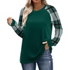 image:imageWIHOLL Long Sleeve Shirts for Women Color Block Raglan Tops Casual Crewneck Basic Tees Fall Clothes 2026 Fashion02  Green Plaid