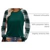 image:imageWIHOLL Long Sleeve Shirts for Women Color Block Raglan Tops Casual Crewneck Basic Tees Fall Clothes 2026 Fashion02  Green Plaid