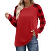 image:imageWIHOLL Long Sleeve Shirts for Women Color Block Raglan Tops Casual Crewneck Basic Tees Fall Clothes 2026 Fashion02  Red Plaid