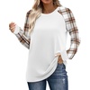 image:imageWIHOLL Long Sleeve Shirts for Women Color Block Raglan Tops Casual Crewneck Basic Tees Fall Clothes 2026 Fashion03  Beige Plaid