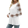 image:imageWIHOLL Long Sleeve Shirts for Women Color Block Raglan Tops Casual Crewneck Basic Tees Fall Clothes 2026 Fashion03  Beige Plaid