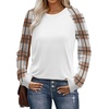 image:imageWIHOLL Long Sleeve Shirts for Women Color Block Raglan Tops Casual Crewneck Basic Tees Fall Clothes 2026 Fashion03  Beige Plaid