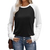 image:imageWIHOLL Long Sleeve Shirts for Women Color Block Raglan Tops Casual Crewneck Basic Tees Fall Clothes 2026 Fashion03  Black