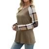 image:imageWIHOLL Long Sleeve Shirts for Women Color Block Raglan Tops Casual Crewneck Basic Tees Fall Clothes 2026 Fashion03  Coffee Plaid