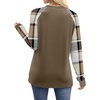 image:imageWIHOLL Long Sleeve Shirts for Women Color Block Raglan Tops Casual Crewneck Basic Tees Fall Clothes 2026 Fashion03  Coffee Plaid