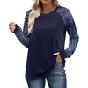 image:imageWIHOLL Long Sleeve Shirts for Women Color Block Raglan Tops Casual Crewneck Basic Tees Fall Clothes 2026 Fashion03  Navy Print
