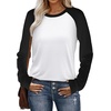 image:imageWIHOLL Long Sleeve Shirts for Women Color Block Raglan Tops Casual Crewneck Basic Tees Fall Clothes 2026 Fashion04  White