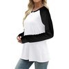 image:imageWIHOLL Long Sleeve Shirts for Women Color Block Raglan Tops Casual Crewneck Basic Tees Fall Clothes 2026 Fashion04  White