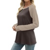 image:imageWIHOLL Long Sleeve Shirts for Women Color Block Raglan Tops Casual Crewneck Basic Tees Fall Clothes 2026 Fashion05  Dark Brown