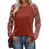 image:imageWIHOLL Long Sleeve Shirts for Women Color Block Raglan Tops Casual Crewneck Basic Tees Fall Clothes 2026 Fashion05  Red Floral