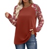 image:imageWIHOLL Long Sleeve Shirts for Women Color Block Raglan Tops Casual Crewneck Basic Tees Fall Clothes 2026 Fashion05  Red Floral