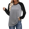 image:imageWIHOLL Long Sleeve Shirts for Women Color Block Raglan Tops Casual Crewneck Basic Tees Fall Clothes 2026 Fashion07  Grey