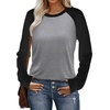 image:imageWIHOLL Long Sleeve Shirts for Women Color Block Raglan Tops Casual Crewneck Basic Tees Fall Clothes 2026 Fashion07  Grey