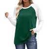image:imageWIHOLL Long Sleeve Shirts for Women Color Block Raglan Tops Casual Crewneck Basic Tees Fall Clothes 2026 Fashion09  Green