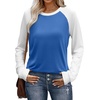 image:imageWIHOLL Long Sleeve Shirts for Women Color Block Raglan Tops Casual Crewneck Basic Tees Fall Clothes 2026 Fashion10  Blue
