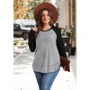 image:imageWIHOLL Long Sleeve Shirts for Women Fall Sweaters Lightweight Trendy Tops1paneled Black Grey