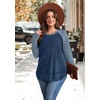 image:imageWIHOLL Long Sleeve Shirts for Women Fall Sweaters Lightweight Trendy Tops1paneled Blue Navy