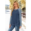 image:imageWIHOLL Long Sleeve Shirts for Women Fall Sweaters Lightweight Trendy Tops1paneled Blue Navy