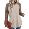 image:imageWIHOLL Long Sleeve Shirts for Women Fall Sweaters Lightweight Trendy Tops1paneled Brown Apricot