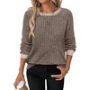 image:imageWIHOLL Long Sleeve Shirts for Women Lightweight Sweaters Fall Outfits 2026 Color Block Winter Clothing Dressy Casual Soft01khaki