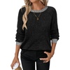 image:imageWIHOLL Long Sleeve Shirts for Women Lightweight Sweaters Fall Outfits 2026 Color Block Winter Clothing Dressy Casual Soft02black