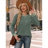 image:imageWIHOLL Long Sleeve Shirts for Women Lightweight Sweaters Fall Outfits 2026 Color Block Winter Clothing Dressy Casual Soft02green