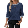 image:imageWIHOLL Long Sleeve Shirts for Women Lightweight Sweaters Fall Outfits 2026 Color Block Winter Clothing Dressy Casual Soft02navy Blue
