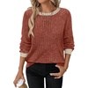 image:imageWIHOLL Long Sleeve Shirts for Women Lightweight Sweaters Fall Outfits 2026 Color Block Winter Clothing Dressy Casual Soft03caramel