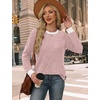 image:imageWIHOLL Long Sleeve Shirts for Women Lightweight Sweaters Fall Outfits 2026 Color Block Winter Clothing Dressy Casual Soft04pink